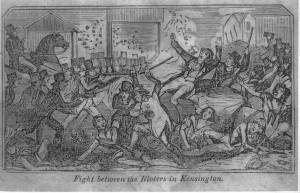 Engraving of the "Rioters in Kensington" from A Full and Complete Account of the Late Awful Riots in Philadelphia Philadelphia: John B. Perry, 1844