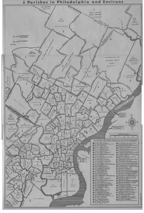 Map of Parishes-Phila 1949